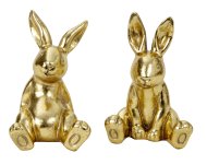 Osterhasen sitzend in gold h=15,5+16,5cm