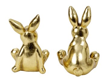 Osterhasen sitzend in gold h=15,5+16,5cm
