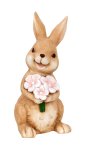 Osterhase stehend mit rosa Blumen h=46cm