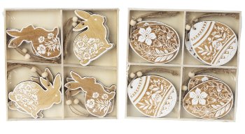 wooden easter rabbits & eggs for hanging