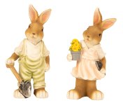 Eastern rabbits standing with shovel &