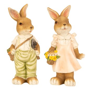 Eastern rabbits standing with shovel &