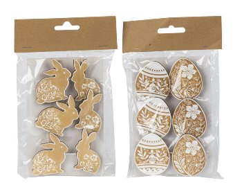 wooden easter rabbits & eggs clips