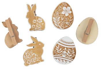 wooden easter rabbits & eggs clips