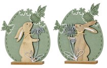 Holz-Osterhase mit Filzei-Dekoration