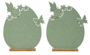 Holz-Osterhase mit Filzei-Dekoration