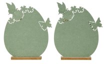 Holz-Osterhase mit Filzei-Dekoration