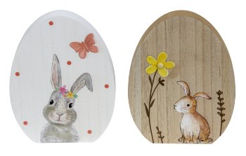Wooden egg for standing with rabbit
