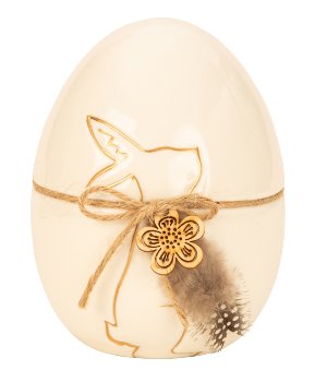 Modern easter egg with wooden flower and