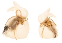 Modern easter rabbits with wooden flower