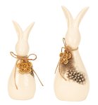 Modern easter rabbits with wooden flower