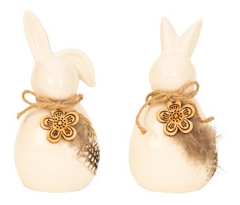 Modern easter rabbits with wooden flower