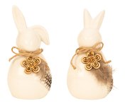 Modern easter rabbits with wooden flower