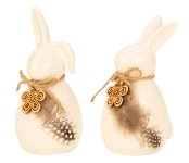 Modern easter rabbits with wooden flower