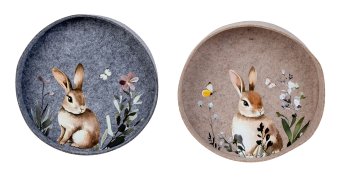 Felt tray with rabbit print h=4cm d=23cm