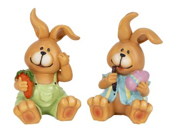Eastern rabbit sitting with egg & carrot