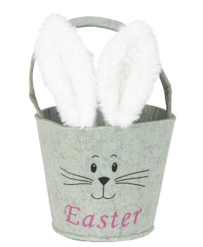 Felt basket green with rabbit ears