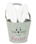 Felt basket green with rabbit ears