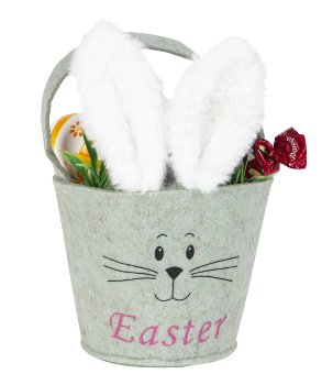 Felt basket green with rabbit ears