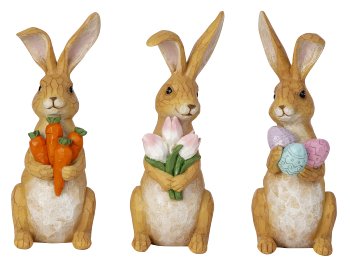 Rabbit standing with flower, eggs and