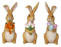 Hase stehend mit Blumen, Eiern und