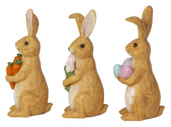 Rabbit standing with flower, eggs and