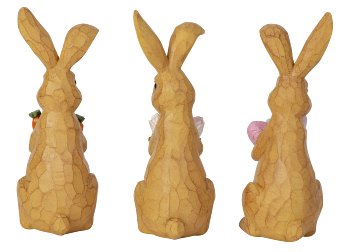 Rabbit standing with flower, eggs and