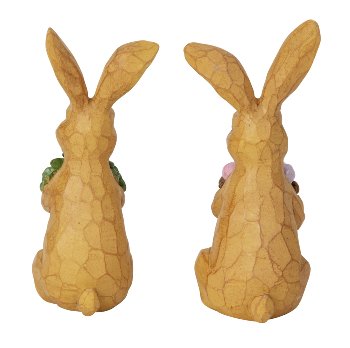 Hase stehend mit Blumen, Eiern und