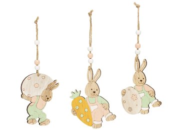 wooden rabbit hanger with egg & carot