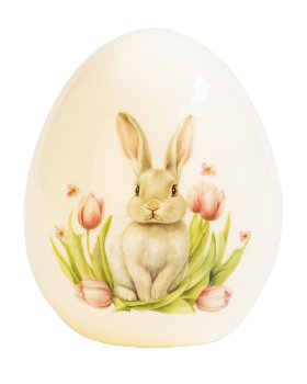 Porcelain egg h=12cm d=10,5cm with LED