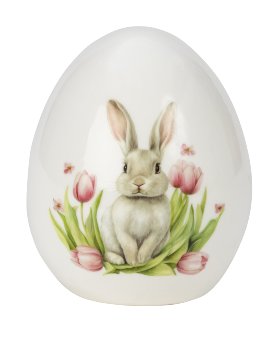 Porcelain egg h=12cm d=10,5cm with LED