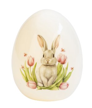 Porcelain egg h=17,5cm d=14,5cm with LED