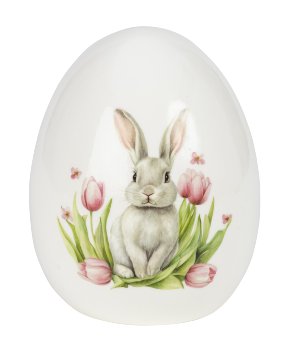 Porcelain egg h=17,5cm d=14,5cm with LED