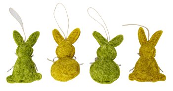 Filzhasen gelb & grün zum Hängen h=11cm