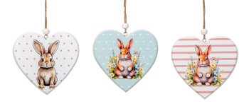 Wooden heart with rabbit print for