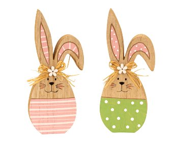 Wooden easter rabbit pink & green for