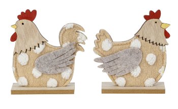 Cook & hen made from wood+felt h=16cm