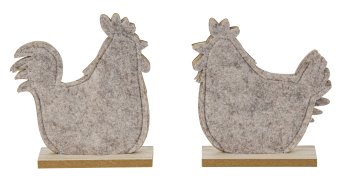 Cook & hen made from wood+felt h=16cm