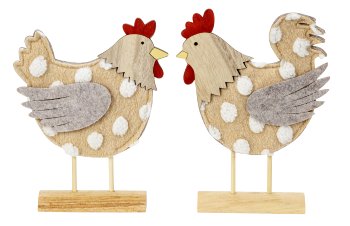 Cook & hen made from wood+felt h=24cm