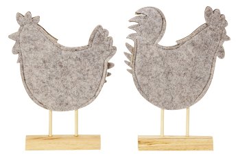 Cook & hen made from wood+felt h=24cm