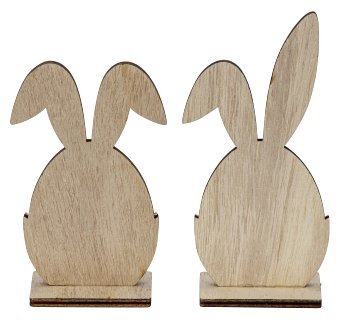 Holzhase in Ei-Form h=12+15cm sort.