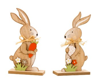 wooden rabbit with carrot & Egg standing