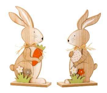 wooden rabbit with carrot & Egg standing