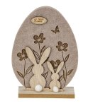 Filzei braun mit Hasen und Blumendesign