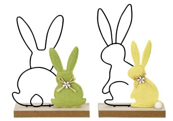 Metal rabbit with felt rabbits
