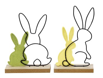 Metal rabbit with felt rabbits