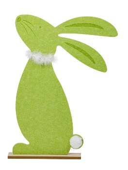 Felt rabbit green with feather necklace