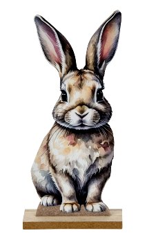 Felt rabbit with fullcover print h=24cm