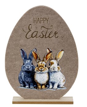 Felt egg with rabbit print h=31cm w=23cm