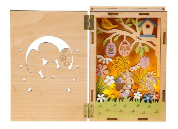 Wooden Easter book decoration h=18cm